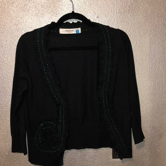 Sparrow Preppy Academia Cozy Winter Blue Green Whirl and Wind Cardigan - Picture 1 of 8